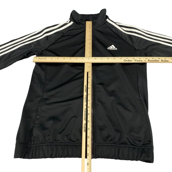 adidas Track Jacket Womens Medium Black Polyester Logo Long Sleeve Full Zipper - Picture 2 of 16